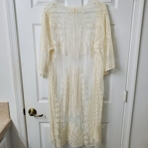 Rebellion Again Ivory Lace Boho Duster Cardigan, One Size Women